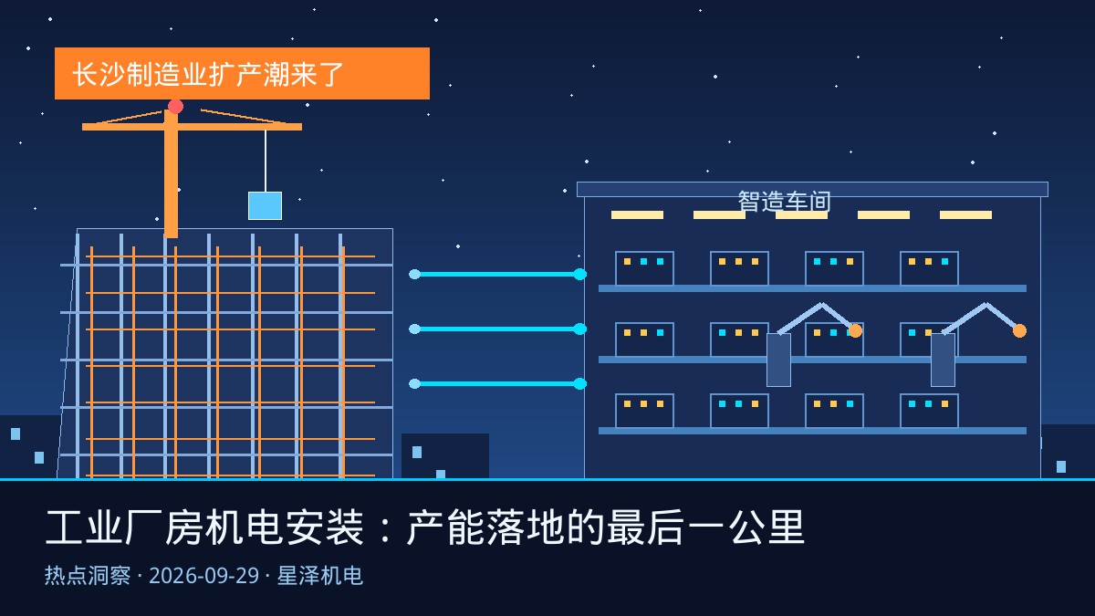 市委书记亲自调度沉点项目，企业二期厂房冲刺封顶！长沙造作业“边出产、边扩建”热潮背后：从干净车间到智能产线配套、从厂区配电到压缩空气管网，工业厂房机电装置若何跑赢产能落地的“最后一公里”