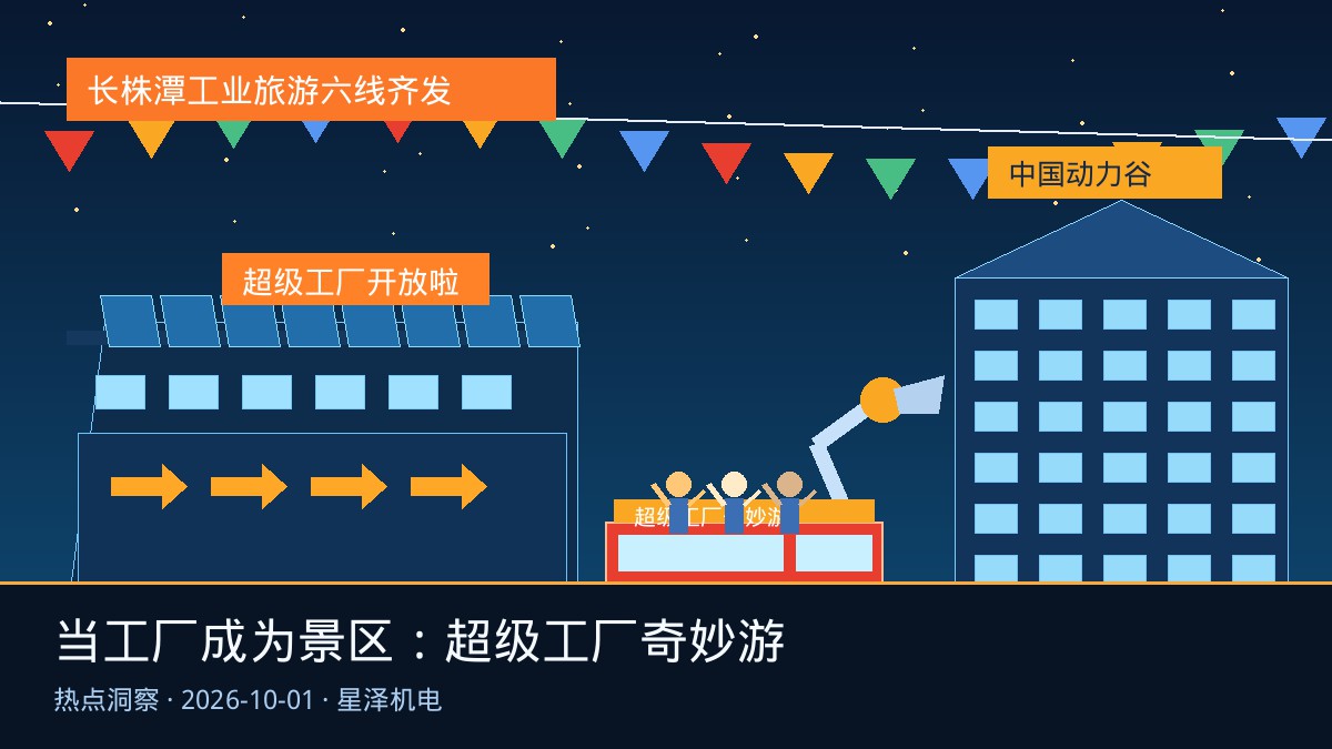 国庆打卡“超等工厂”！长株潭六条工业游览线路串联30余家企业：从三一沉工到比亚迪智造、从净水塘1956到中国动力谷，敢盛开参观的工厂若何炼成？智能产线、参观动线与老厂房机电更新背后，机电装置行业的文旅新订单